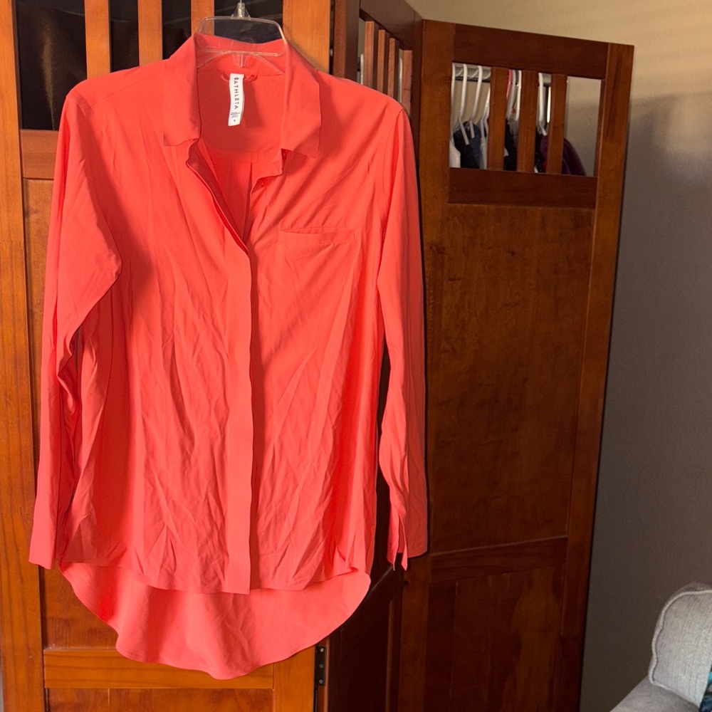 Women's Athleta Coral Hi-Lo Button-Up Shirt